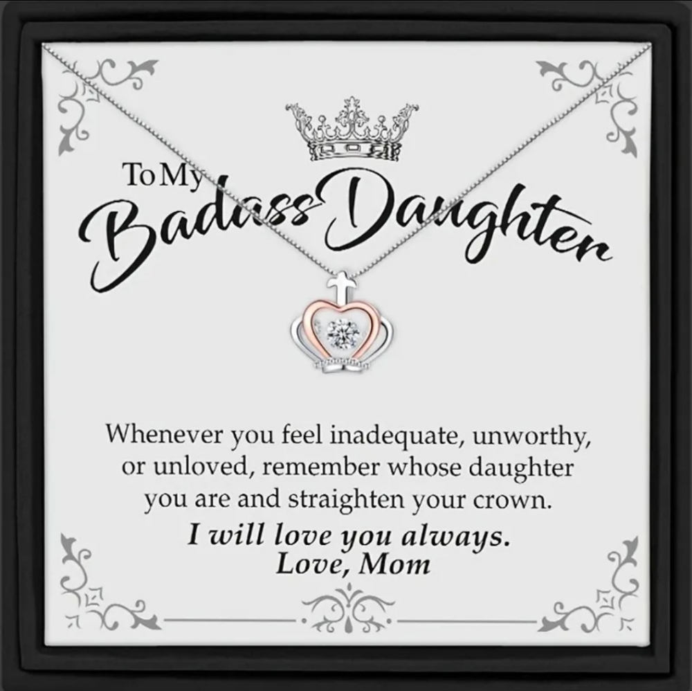 To My Badass Daughter Necklace, Charm Daughter Necklace, Charm, Inspirational